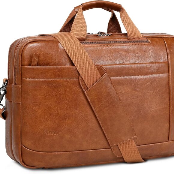 Faux Leather Messenger Bag for Men17-17.3 Inch Leather Mens Laptop Bag Leathe